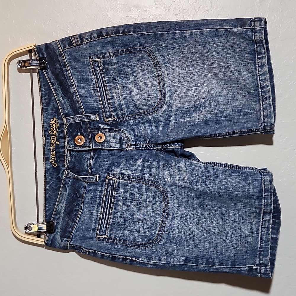 AMERICAN EAGLE Button Fly Blue Jean Bermuda Shorts 2